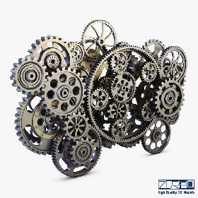 Gear Mechanism Low Poly v 2 3D model